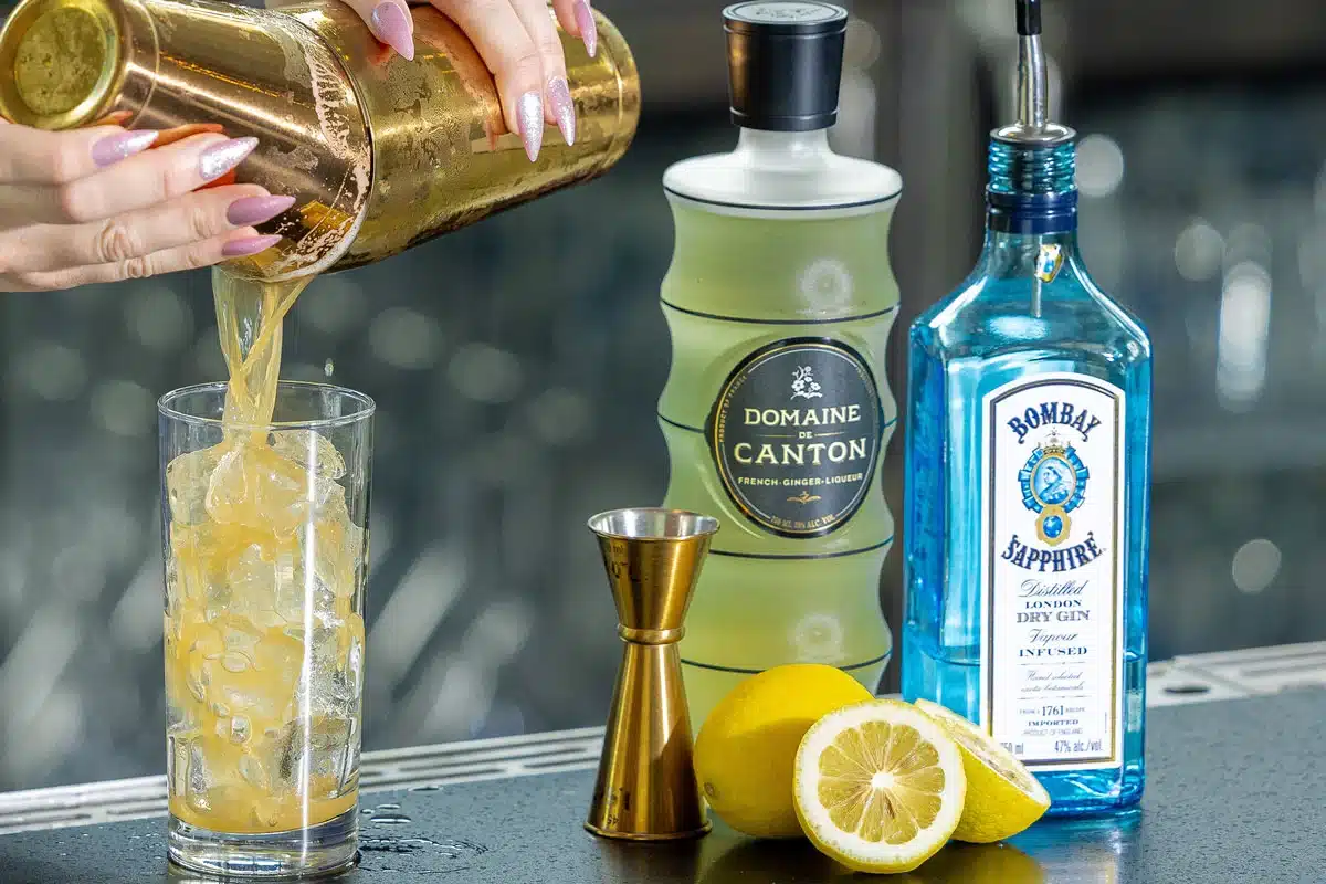 Cocktail being made